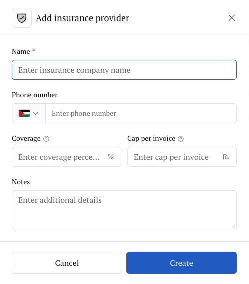 Add insurance provider form