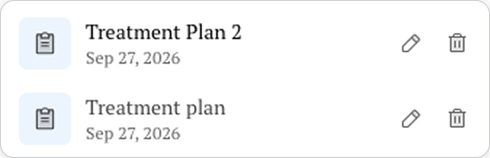 List of treatment plans