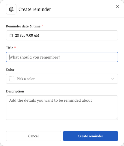 Create reminder form