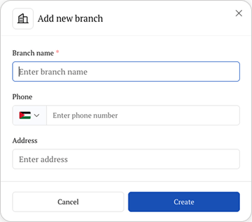 Add new branch form