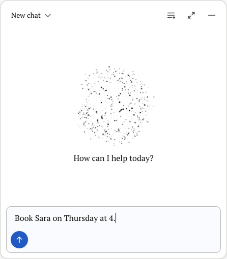 AI assistant with a booking request typed in