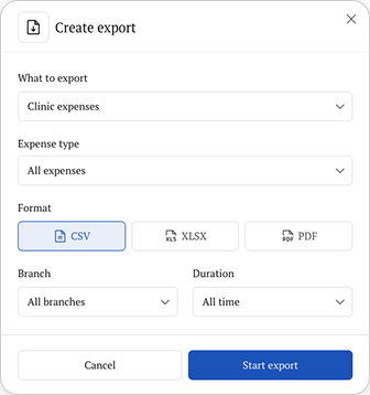 Create export form