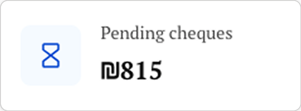 Pending cheques: ₪815